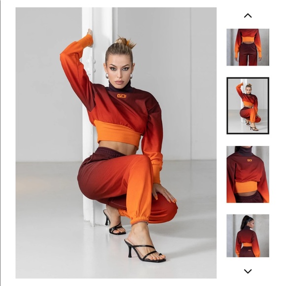 GOI ombré cropped crew neck sweatshirt turtleneck size xs - Picture 3 of 8